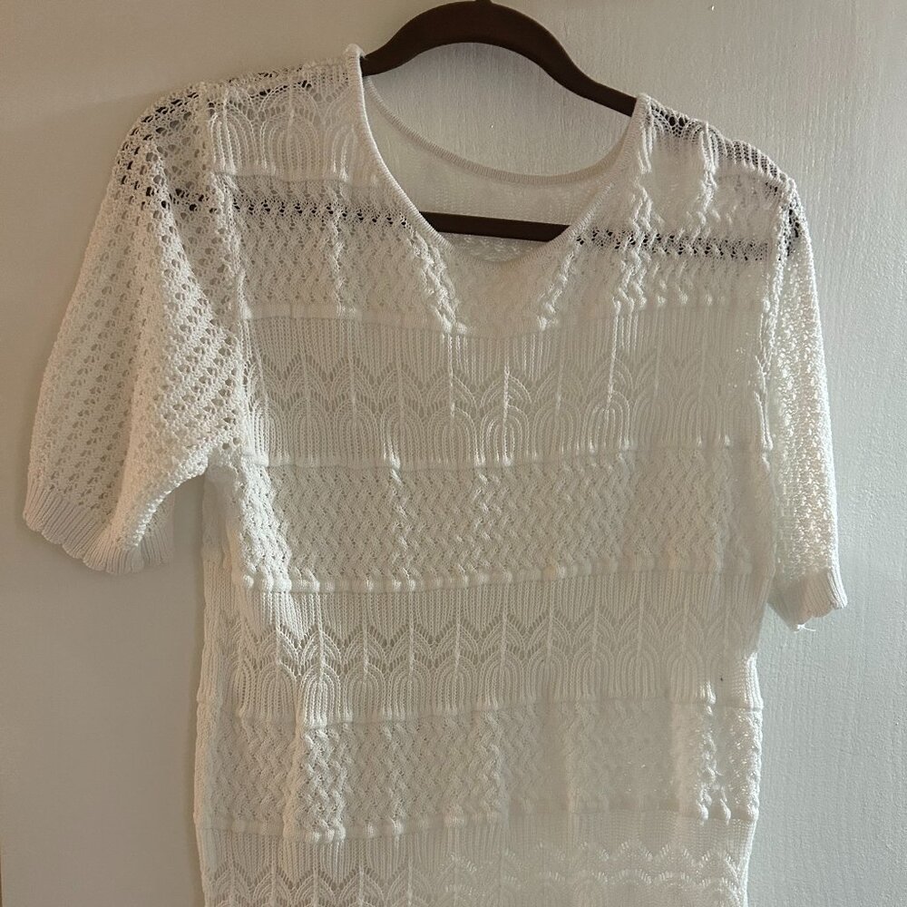 Mesh look short sleeve top